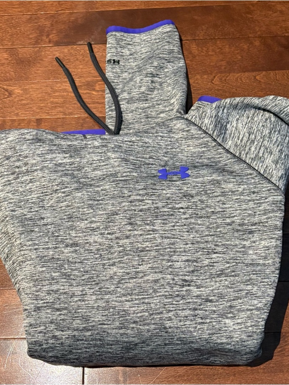 Under Armour Gray Heather Pullover Hoodie with Purple Accents